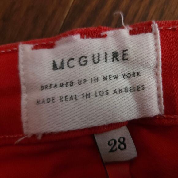 McGuire Majorelle Flare Jeans Women's sz. 28 Bourdin Wash Nautical‎ Red 90s Y2K - Picture 2 of 5
